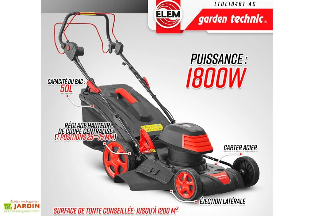 Tondeuse à Gazon électrique Autotractée 1800 W - 46 Cm 2 Tondeuse à Gazon électrique Autotractée 1800 W - 46 Cm – Image 2