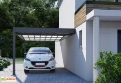 Carport Adossé En Aluminium Et Polycarbonate Libeccio 16 M² -Abriet Mobilier Soldes Boutique carport adosse aluminium polycarbonate libeccio