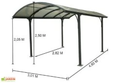 Carport Design En Aluminium à Toit Rond En Polycarbonate 305x485x250 -Abriet Mobilier Soldes Boutique carport aluminium polycarnate toit rond 305x485cm