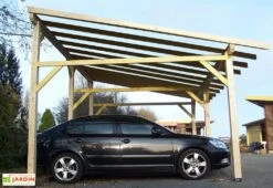 Carport Bois 2 Voitures – 5,86 X 3,90 M (monopente Sans Couverture)