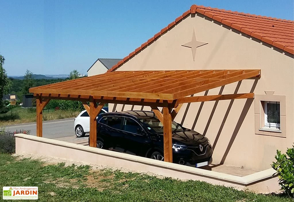Carport Adossé En Bois Douglas 13,5 à 37,5 M² – Bretagne 3 Poteaux 3 Carport Adossé En Bois Douglas 13,5 à 37,5 M² – Bretagne 3 Poteaux – Image 3