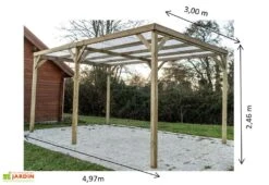 Carport En Bois Traité Autoclave Avec Couverture En PVC 15 M² -Abriet Mobilier Soldes Boutique carport bois autoclave avec couverture 15 m2