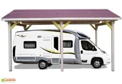 Carport Bois Contrecollé Double Pente 30° 3,5x6m Spécial Camping-Car -Abriet Mobilier Soldes Boutique carport bois camping car double pente 1
