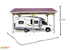 Carport Bois Contrecollé Double Pente 30° 3,5x6m Spécial Camping-Car -Abriet Mobilier Soldes Boutique carport bois camping car double pente