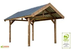 Carport Bois Traité Haute Température 5x3,5m Thurac + Bac Acier 5 Carport Bois Traité Haute Température 5x3,5m Thurac + Bac Acier -Abriet Mobilier Soldes Boutique carport bois double pente traite haute temperature 4m thurac bac acier