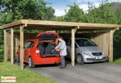 Carport Bois Optima Duo 2 Voitures (Plusieurs Tailles)