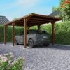 Carport En Bois De Pin Traité Avec Couverture Polycarbonate Victor – 16,5 M²