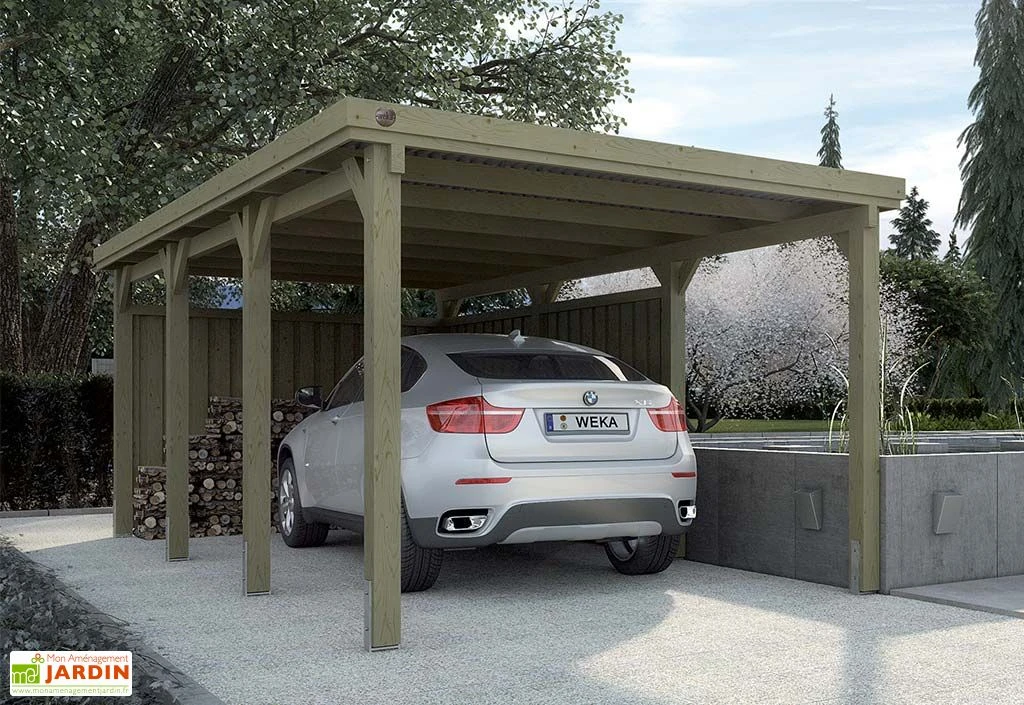 Carport En Bois De Pin Traité Et Toit En Acier Galvanisé – 20,31 M² 1 Carport En Bois De Pin Traité Et Toit En Acier Galvanisé – 20,31 M²