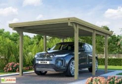 Carport En Bois De Pin Traité Et Toit En Acier Galvanisé – 16,99 M²