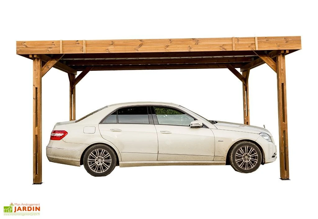 Carport En Bois Traité Haute Température 4,5 X 3 M Thones + Bac Acier 2 Carport En Bois Traité Haute Température 4,5 X 3 M Thones + Bac Acier – Image 2