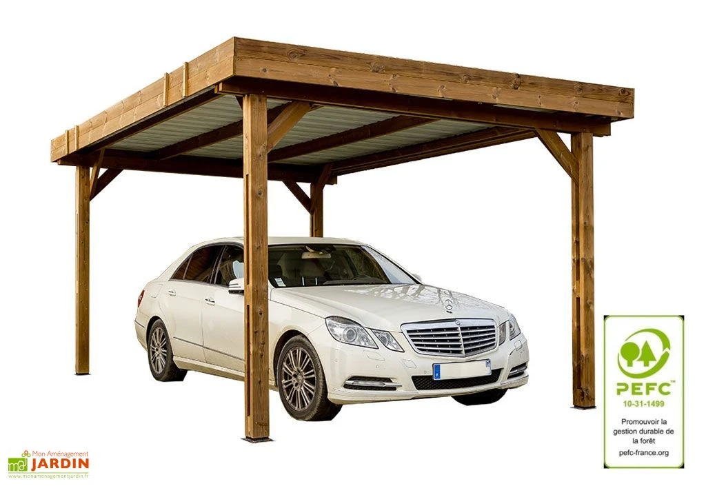 Carport En Bois Traité Haute Température 4,5 X 3 M Thones + Bac Acier 3 Carport En Bois Traité Haute Température 4,5 X 3 M Thones + Bac Acier – Image 3