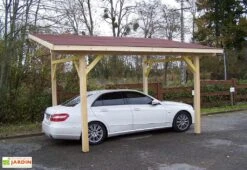 Carport Bois Toit 1 Pente + Bardeaux Bitumés – 5 X 3 M