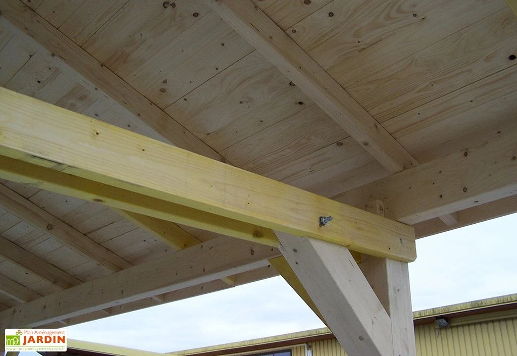 Carport Bois Toit 2 Pentes + Bardeaux Bitumés – 5 X 3,5 M 2 Carport Bois Toit 2 Pentes + Bardeaux Bitumés – 5 X 3,5 M – Image 2
