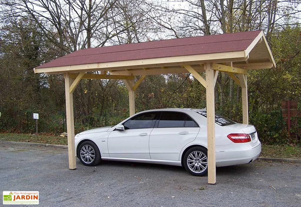 Carport Bois Toit 2 Pentes + Bardeaux Bitumés – 5 X 3,5 M 1 Carport Bois Toit 2 Pentes + Bardeaux Bitumés – 5 X 3,5 M
