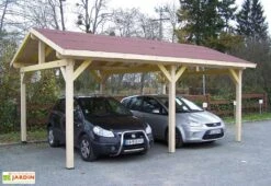 Carport Bois Toit 2 Pentes + Bardeaux Bitumés – 6 X 4,5 M