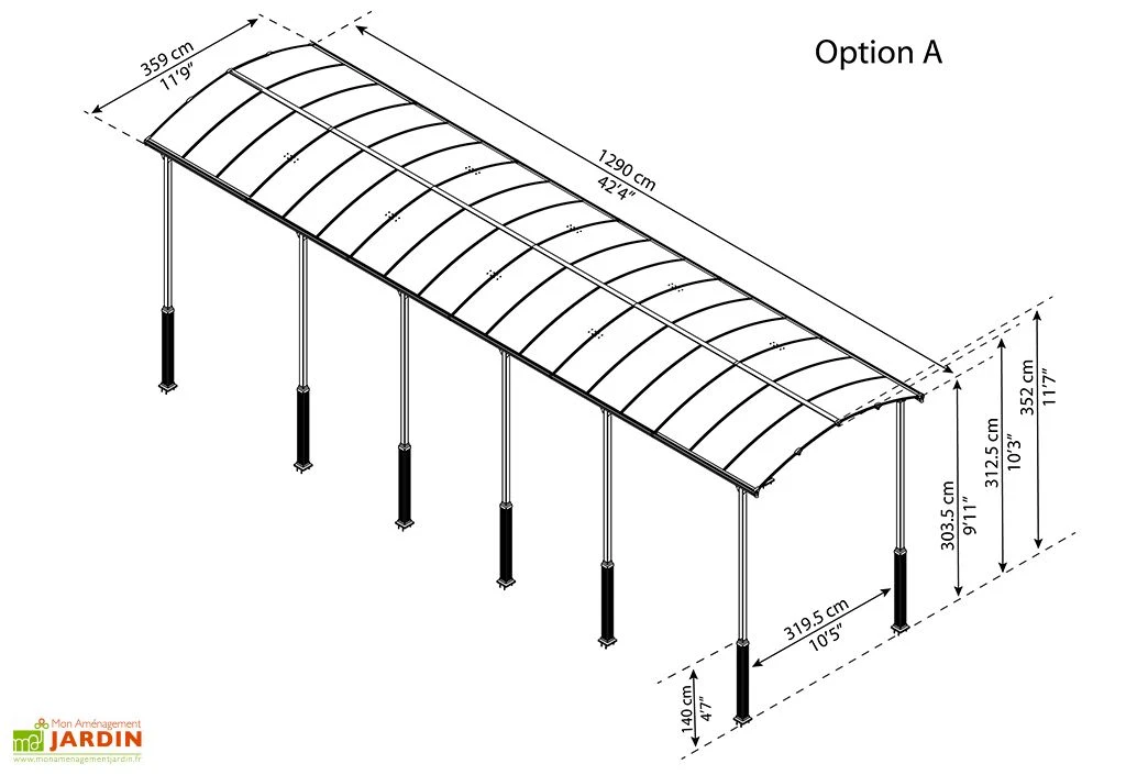 Carport Camping-car Alpine 12,9 X 3,59 M Gris | Palram - Canopia 4 Carport Camping-car Alpine 12,9 X 3,59 M Gris | Palram - Canopia – Image 4