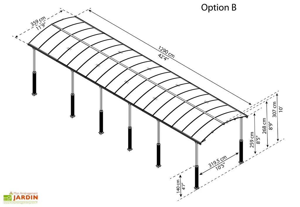 Carport Camping-car Alpine 12,9 X 3,59 M Gris | Palram - Canopia 5 Carport Camping-car Alpine 12,9 X 3,59 M Gris | Palram - Canopia – Image 5