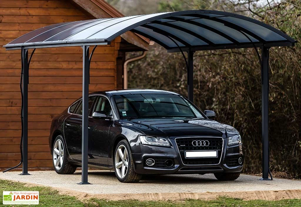 Carport Design Aluminium Toit Rond Polycarbonate 4,85 X 3 M Vis. Inox 2 Carport Design Aluminium Toit Rond Polycarbonate 4,85 X 3 M Vis. Inox – Image 2