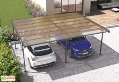 Carport Double En Aluminium Et Polycarbonate Mistral 30 M² -Abriet Mobilier Soldes Boutique carport double aluminium polycarbonate mistral 30m