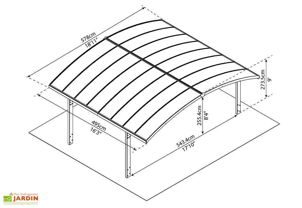 Carport Double Arizona Breeze 4,95 X 5,78 M Gris | Palram - Canopia 5 Carport Double Arizona Breeze 4,95 X 5,78 M Gris | Palram - Canopia – Image 5