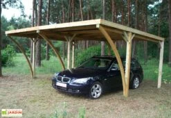 Carport Double En Bois D’Épicéa Traité Et Fibre De Verre Capri 30 M²