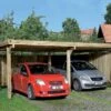 Carport Double En Bois De Pin Traité Et Toit Acier Galvanisé – 30,87 M²