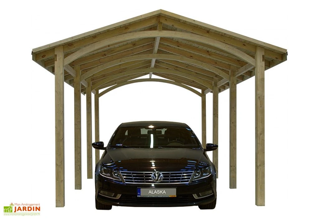 Carport En Bois Traité Alaska - 23,3 M² 1 Carport En Bois Traité Alaska - 23,3 M²