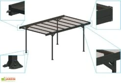 Carport En Métal Aluminium, Acier Et Polycarbonate 5 X 3 M - Mistral -Abriet Mobilier Soldes Boutique carport metal toit plat aluminium polycarbonate 3