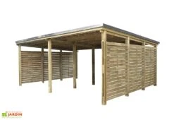 Carport En Bois Traité 2 Voitures 38 M² - Shelty 2