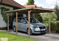 Carport Simple En Bois De Pin Traité Et PVC 606 T1 - 15 M²