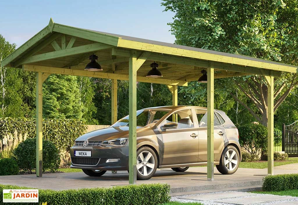 Carport Simple En Bois De Pin Traité Avec Toit Double Pente – 17 M² 1 Carport Simple En Bois De Pin Traité Avec Toit Double Pente – 17 M²