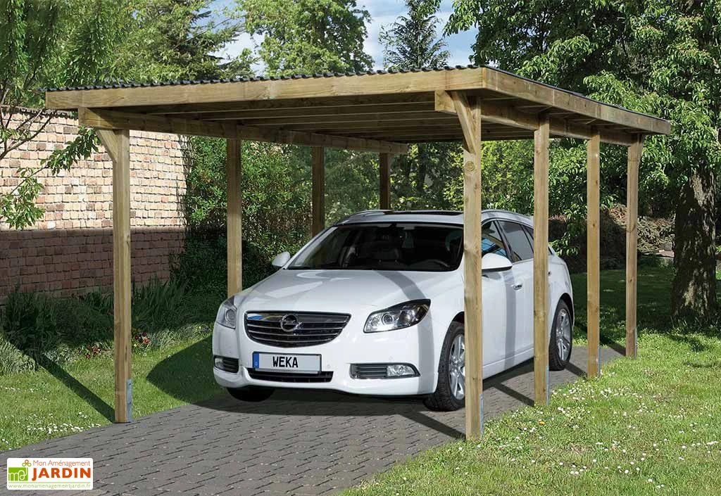 Carport Simple En Bois De Pin Traité Et PVC 606 T2 - 18 M² 1 Carport Simple En Bois De Pin Traité Et PVC 606 T2 - 18 M²