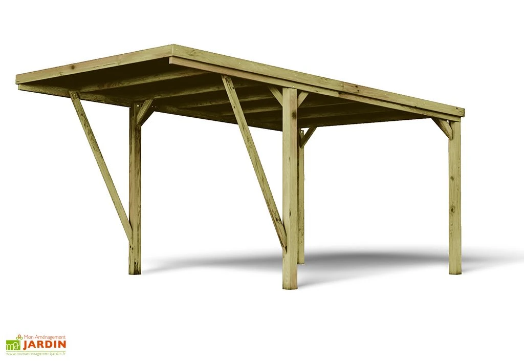 Carport En Bois De Pin Traité Autoclave 16,5 M² - Victor Modern 2 Carport En Bois De Pin Traité Autoclave 16,5 M² - Victor Modern – Image 2