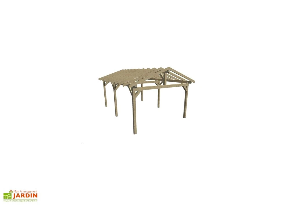 Carport Bois 2 Voitures Pour Tuiles – 5,86 X 3,90 M (sans Couverture) 2 Carport Bois 2 Voitures Pour Tuiles – 5,86 X 3,90 M (sans Couverture) – Image 2