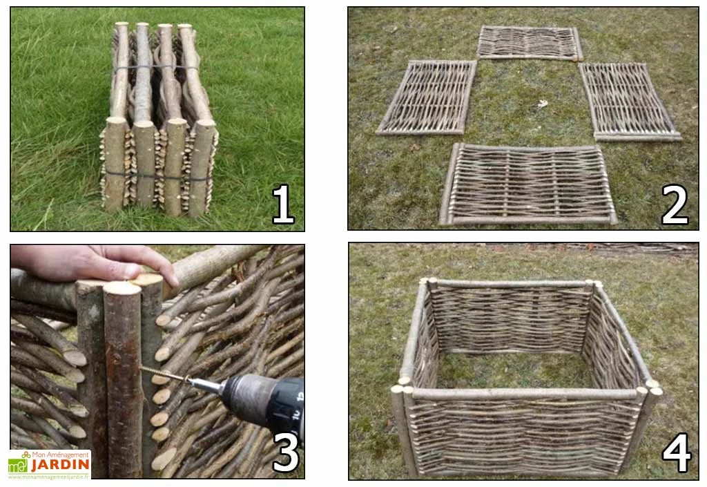 Carré Potager En Noisetier 1,20x1,20m 2 Carré Potager En Noisetier 1,20x1,20m – Image 2