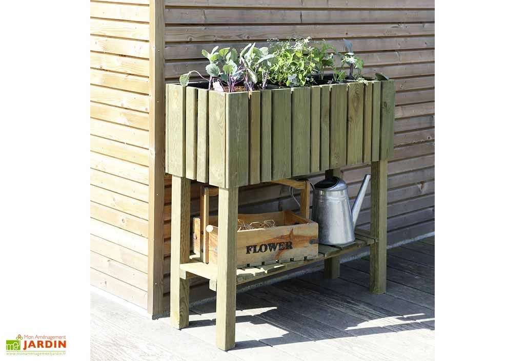 Carré Potager Sur Pieds En Bois De Pin Traité Vertikal 79 X 29 X 79 Cm 2 Carré Potager Sur Pieds En Bois De Pin Traité Vertikal 79 X 29 X 79 Cm – Image 2