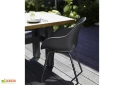 Ensemble Repas De Jardin 6 Personnes Aluminium, Teck Et Résine Anthracite -Abriet Mobilier Soldes Boutique chaise jardin anthracite hartman