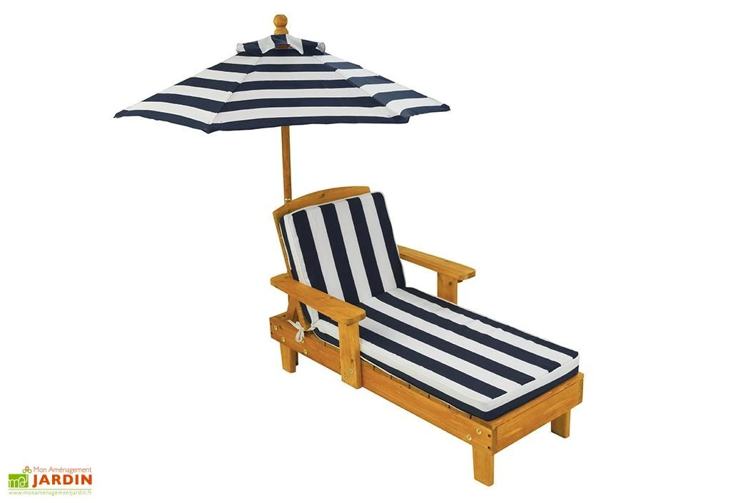 KidKraft Chaise Longue En Bois Pour Enfant Avec Coussin Et Parasol Bleu Marine 1 KidKraft Chaise Longue En Bois Pour Enfant Avec Coussin Et Parasol Bleu Marine
