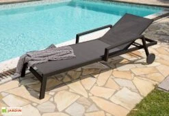 Chaise Longue En Aluminium Et Textilène Ibiza -Abriet Mobilier Soldes Boutique chaise longue roulette alu noir 1