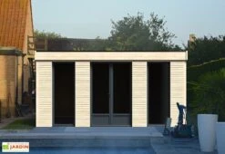 Chalet En Bois Habitable Isolé 90 Mm Double Vitrage Toit Plat 15 M²