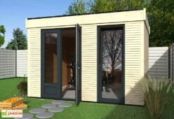 Chalet En Bois Habitable Isolé 90 Mm Double Vitrage Toit Plat 9 M²
