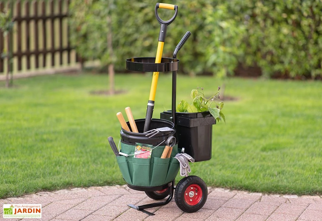 Chariot De Jardinage à Roulettes Avec Seaux 1 Chariot De Jardinage à Roulettes Avec Seaux
