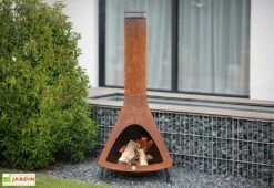 Cheminée D’Extérieur En Acier 70 X 160 Cm 7 Cheminée D’Extérieur En Acier 70 X 160 Cm -Abriet Mobilier Soldes Boutique cheminee jardin acier rouille