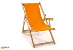 Chilienne En Bois Et Coton Avec Accoudoirs Lona – Tissu Uni -Abriet Mobilier Soldes Boutique chilienne bois tissu lona uni orange