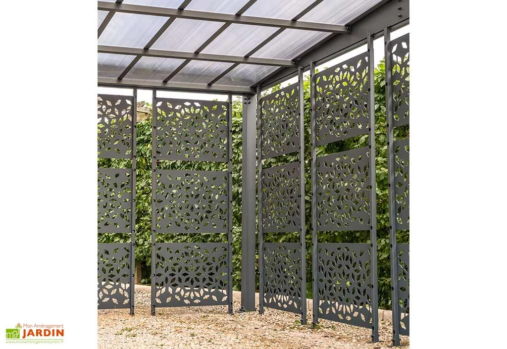 Carport En Aluminium Et Polycarbonate + 5 Brise-Vues Libeccio 16 M² 2 Carport En Aluminium Et Polycarbonate + 5 Brise-Vues Libeccio 16 M² – Image 2