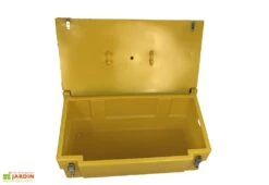 Coffre De Jardin Avec Poignées + Grenouillères + Cadenas – 100 L -Abriet Mobilier Soldes Boutique coffre jardin 100l cadenas jaune 1