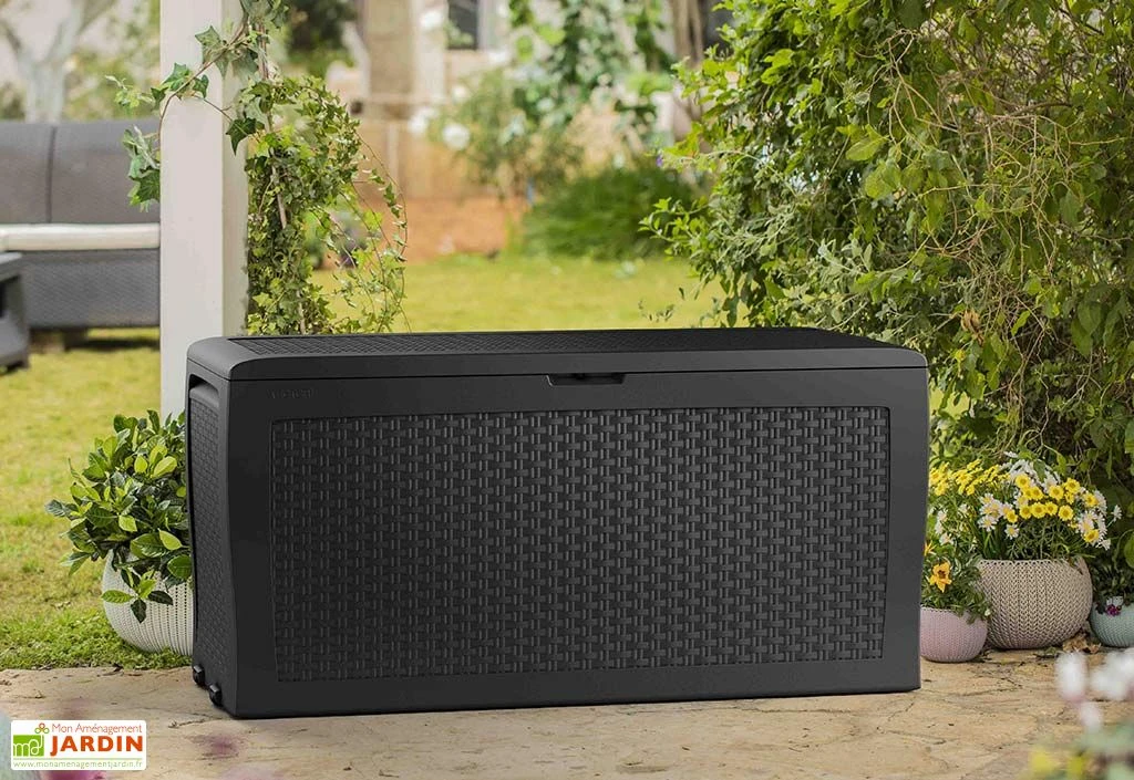 Coffre De Jardin Keter Gris En Résine Tressée – Samoa 270 L 2 Coffre De Jardin Keter Gris En Résine Tressée – Samoa 270 L – Image 2