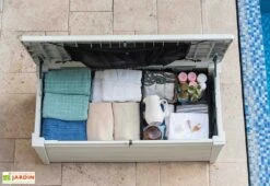 Coffre De Jardin Et Piscine Keter Blanc En Résine – Pool Box 455 L -Abriet Mobilier Soldes Boutique coffre jardin piscine keter resine blanc pool box 455l 2