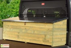 Coffre De Jardin En Bois De Pin Traité Et Tôle Galvanisée 78 X 188 Cm -Abriet Mobilier Soldes Boutique coffre rangement exterieur bois pin weka