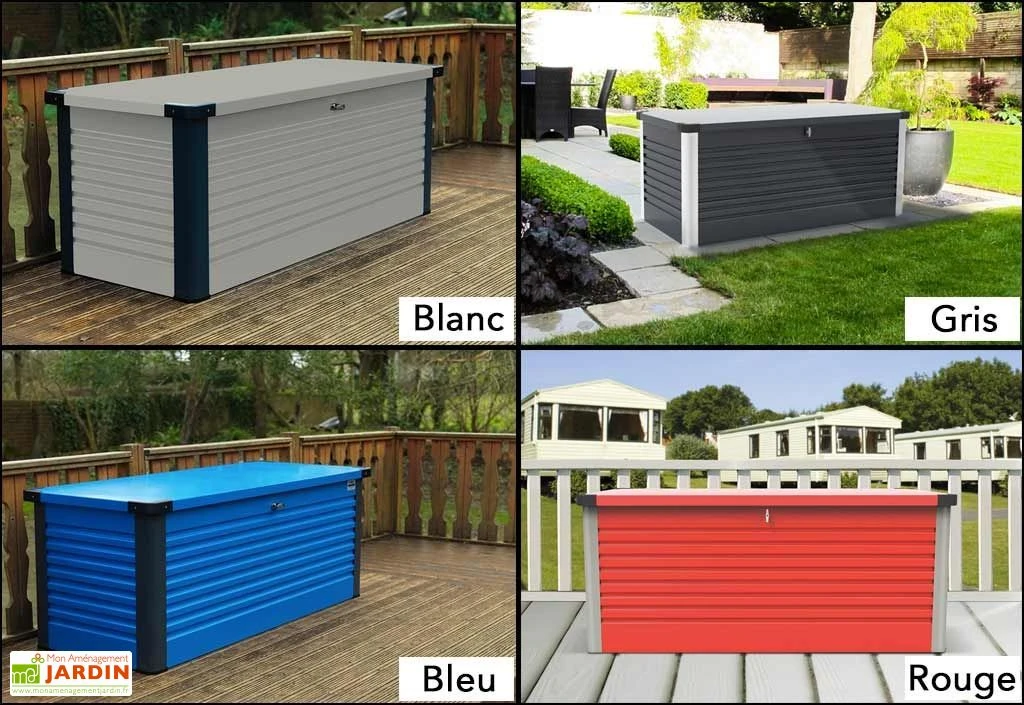 Coffre De Rangement Design En Métal PatioBox 187x78,5x72cm (4 Coloris) 2 Coffre De Rangement Design En Métal PatioBox 187x78,5x72cm (4 Coloris) – Image 2